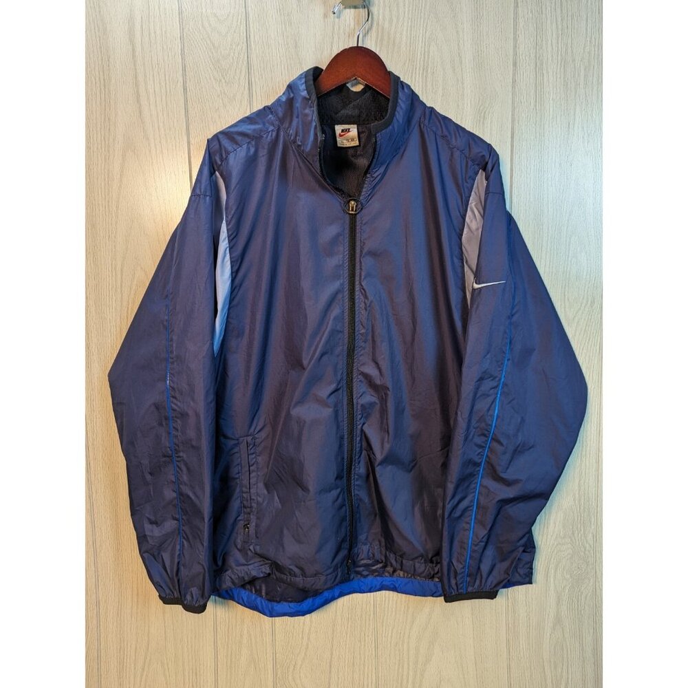 Vtg Nike Full Zip Windbreaker Full Zip Jacket Blue Check Men’s Sz XL Running